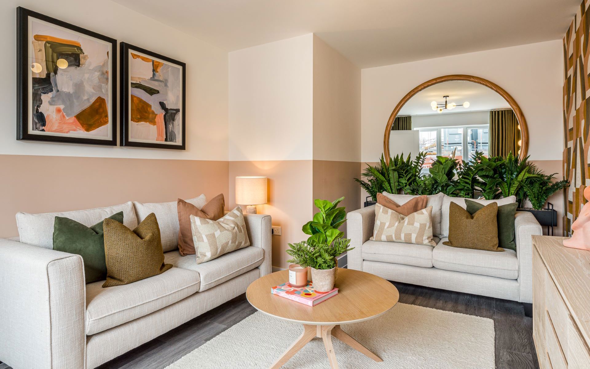 Wolverton Mill Birch Living Room With Two Sofas