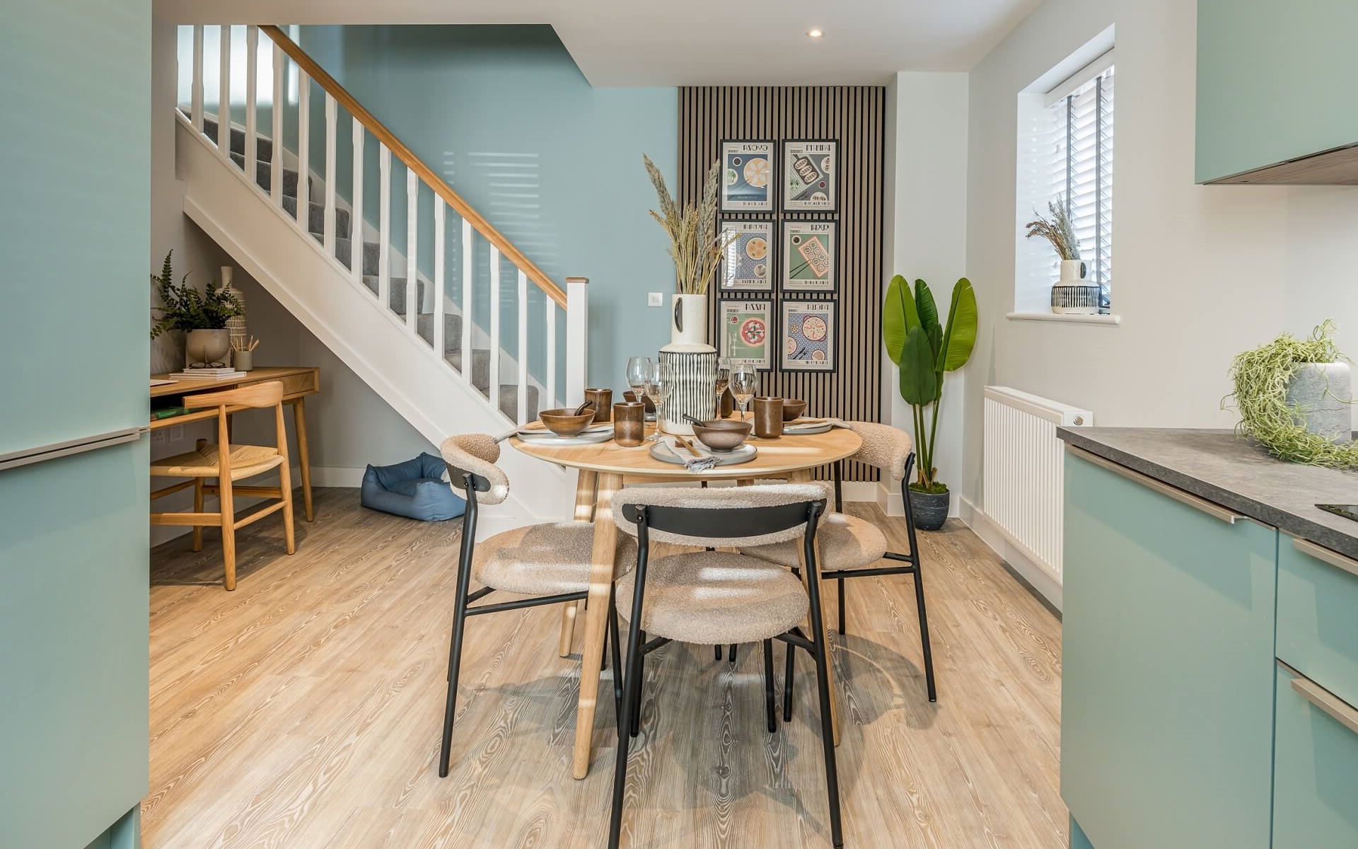 Wolverton Mill Poplar Open Plan Kitchen Dining With Stairs